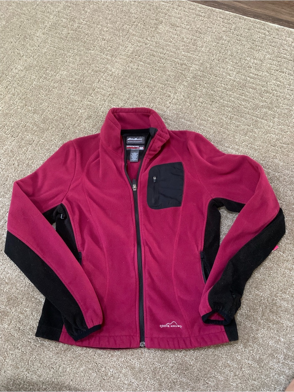 Eddie Bauer Women's Magenta Fleece Jacket with Black Panels